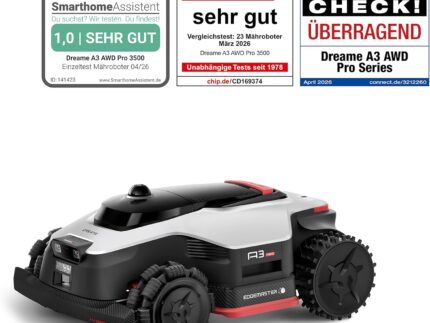 DREAME A3 AWD Pro 3500 Robot-Rasenmäher, für 3500 m², 4WD-Nabenmotoren, ohne RTK, 360° 3D-LiDAR & KI-Vision, Steigfähigkeit bis zu 80% (38,7°), EdgeMaster 2.0: ＜ 4 cm Kantenpräzision