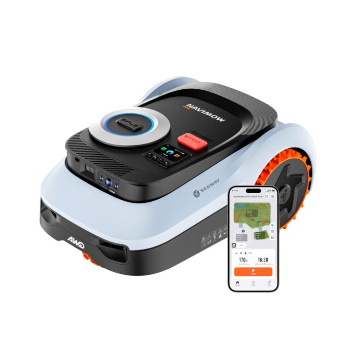 Segway Navimow i210 LiDAR Pro Mähroboter mit Garage M für 1000 m², LiDAR+Vision+NRTK Tri-Fusion-Positionierung, Xero-Turn AWD für 55% Steigungen, Auto-Kartierung (Getrennt versandt Werden)
