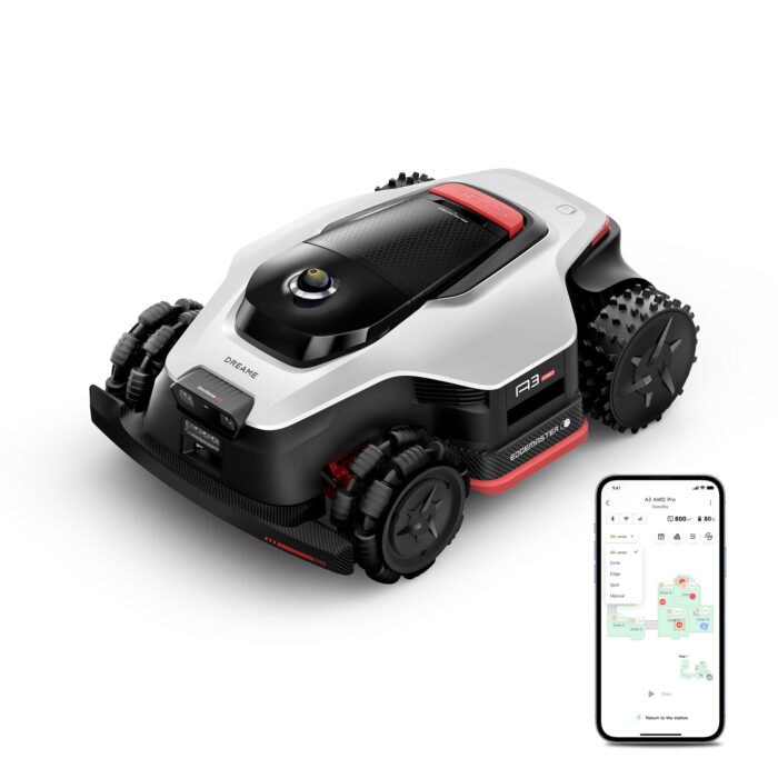 DREAME A3 AWD Pro 3500 Robot-Rasenmäher, für 3500 m², 4WD-Nabenmotoren, ohne RTK, 360° 3D-LiDAR & KI-Vision, Steigfähigkeit bis zu 80% (38,7°), EdgeMaster 2.0: ＜ 4 cm Kantenpräzision