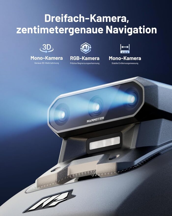MAMMOTION YUKA mini 2 500 Mähroboter ohne Begrenzungskabel mit Garage, Empf. 500 m², Kein RTK, Kein Signalabbruch, KI TrueVision-Navigation, Auto-Mehrzonen-Kartierung, DropMow, 45% Steigung,4.5Ah-Akku