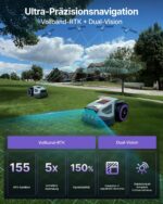 ANTHBOT M5 Mähroboter ohne Begrenzungskabel, Neuer Genie mit RTK-Navigation und Dual-Vision, KI-Hindernisvermeidung, App-Steuerung, für Gärten bis 500 m² (max. 700 m²), Rasenroboter mit 45% Steigung