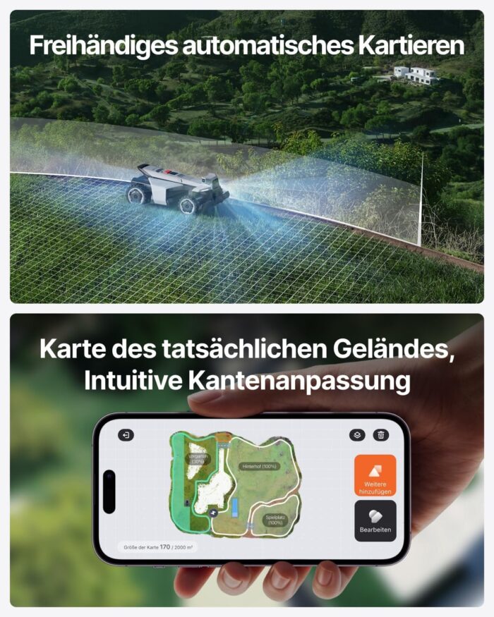 Segway Navimow X420 Mähroboter mit Garage X + 4 Sätze Klinge, für 2000 ㎡, Zero-Turn AWD für 84% Steigungen, NRTK + 360° Vision + VIO, Keine RTK-Basisstation, 25-95 mm Schnitthöhe