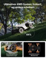 Segway Navimow X420 Mähroboter mit Garage X + 4 Sätze Klinge, für 2000 ㎡, Zero-Turn AWD für 84% Steigungen, NRTK + 360° Vision + VIO, Keine RTK-Basisstation, 25-95 mm Schnitthöhe