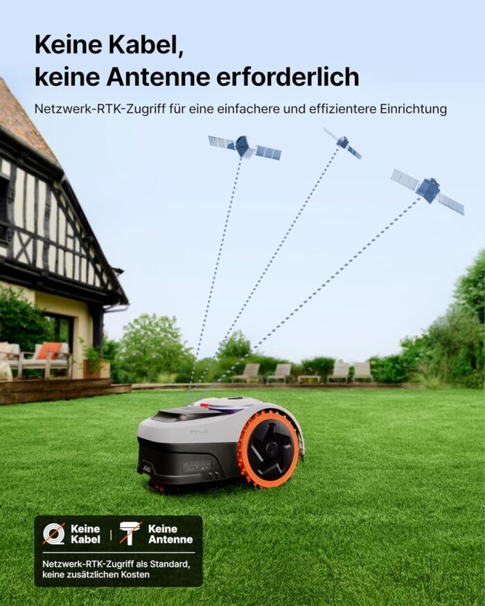 Segway Navimow i205 AWD (Neuer i105E) Mähroboter ohne Begrenzungskabel mit Garage S, für 500 m², Allradantrieb für 45% Steigung, NRTK+Vision, Keine RTK Antenne erforderlich (Getrennter Versand)