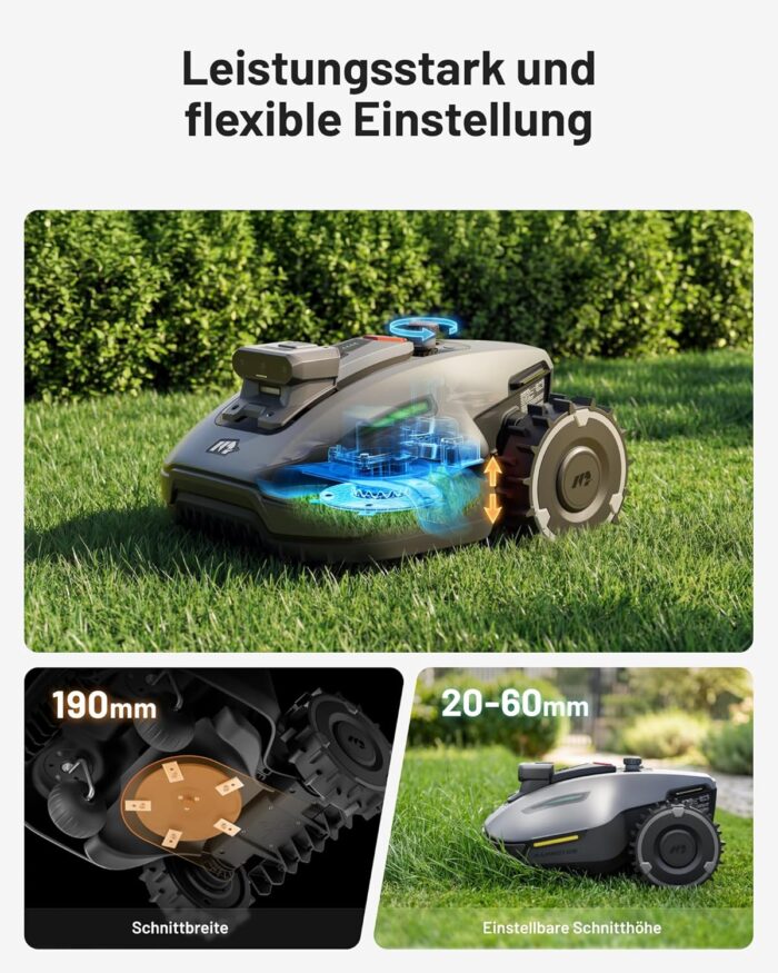 MAMMOTION YUKA mini 2 500 Mähroboter ohne Begrenzungskabel mit Garage, Empf. 500 m², Kein RTK, Kein Signalabbruch, KI TrueVision-Navigation, Auto-Mehrzonen-Kartierung, DropMow, 45% Steigung,4.5Ah-Akku