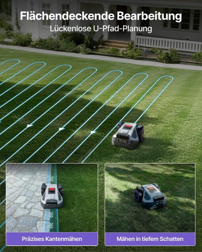 ANTHBOT M5 Mähroboter ohne Begrenzungskabel, Neuer Genie mit RTK-Navigation und Dual-Vision, KI-Hindernisvermeidung, App-Steuerung, für Gärten bis 500 m² (max. 700 m²), Rasenroboter mit 45% Steigung