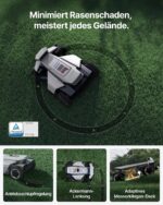 Segway Navimow X420 Mähroboter mit Garage X + 4 Sätze Klinge, für 2000 ㎡, Zero-Turn AWD für 84% Steigungen, NRTK + 360° Vision + VIO, Keine RTK-Basisstation, 25-95 mm Schnitthöhe
