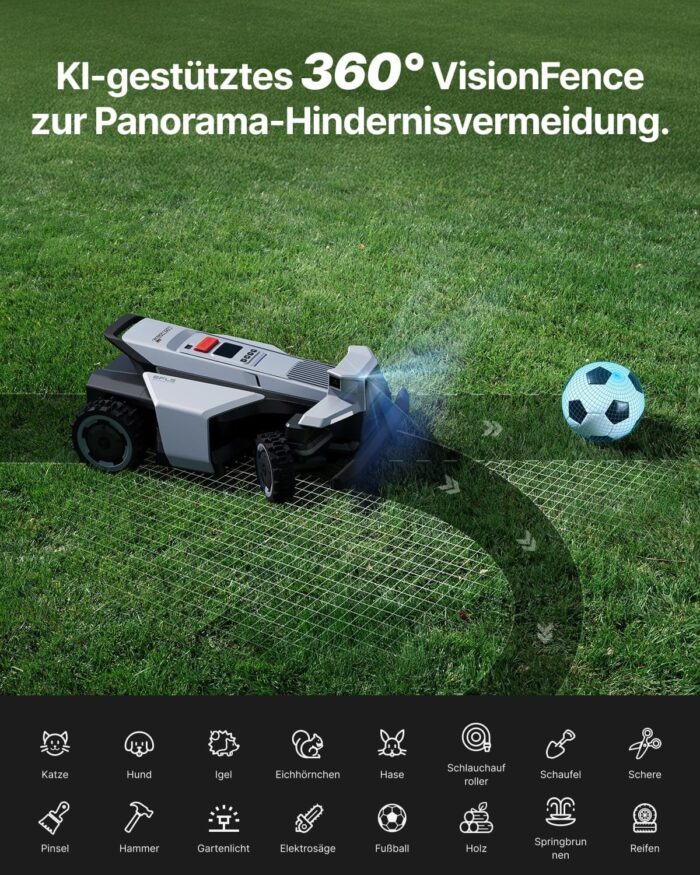 Segway Navimow X420 Mähroboter mit Garage X + 4 Sätze Klinge, für 2000 ㎡, Zero-Turn AWD für 84% Steigungen, NRTK + 360° Vision + VIO, Keine RTK-Basisstation, 25-95 mm Schnitthöhe