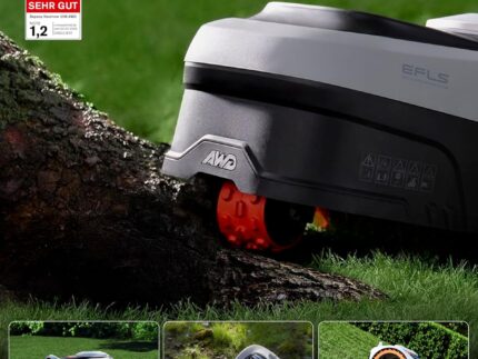 Segway Navimow i205 AWD (Neuer i105E) Mähroboter ohne Begrenzungskabel mit Garage S, für 500 m², Allradantrieb für 45% Steigung, NRTK+Vision, Keine RTK Antenne erforderlich (Getrennter Versand)