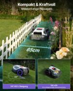 ANTHBOT M5 Mähroboter ohne Begrenzungskabel, Neuer Genie mit RTK-Navigation und Dual-Vision, KI-Hindernisvermeidung, App-Steuerung, für Gärten bis 500 m² (max. 700 m²), Rasenroboter mit 45% Steigung