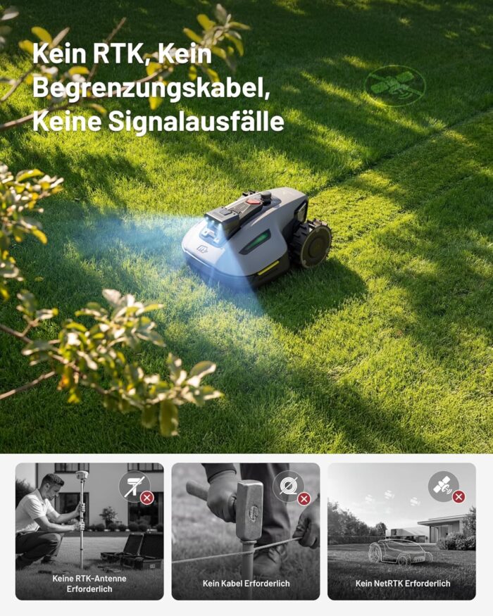 MAMMOTION YUKA mini 2 500 Mähroboter ohne Begrenzungskabel mit Garage, Empf. 500 m², Kein RTK, Kein Signalabbruch, KI TrueVision-Navigation, Auto-Mehrzonen-Kartierung, DropMow, 45% Steigung,4.5Ah-Akku