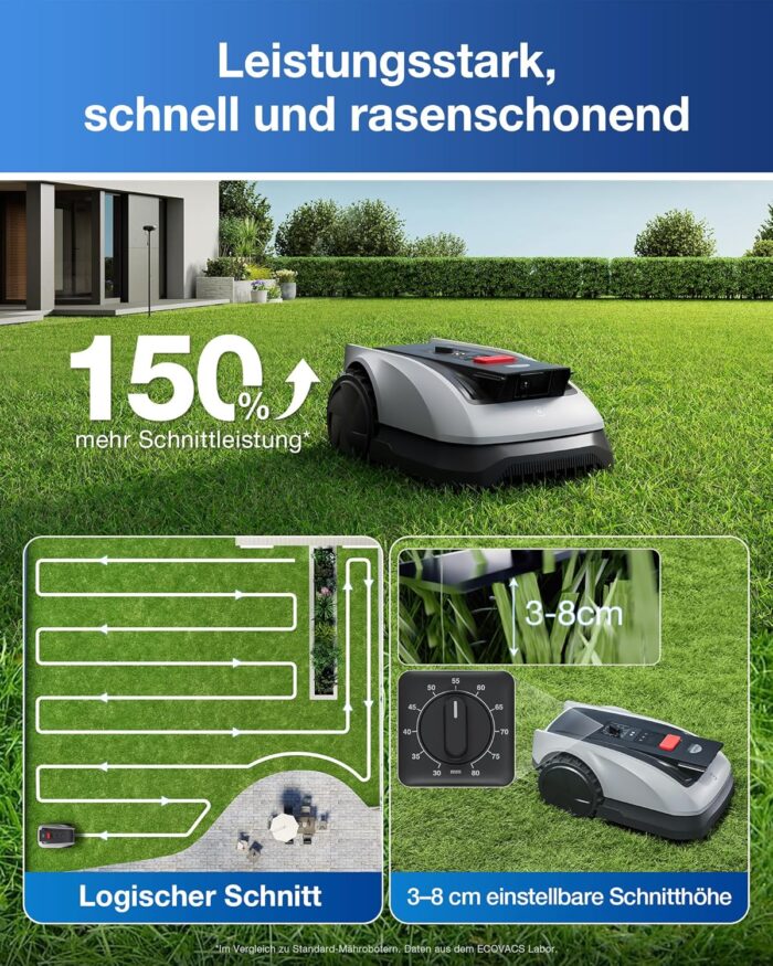 ECOVACS Goat O600 Mähroboter ohne Begrenzungskabel, 600 m², RTK+Vision-Navigation, Rasenmähroboter, KI-Hindernisvermeidung, App Steuerung, passiert 0,7 m schmale Stellen