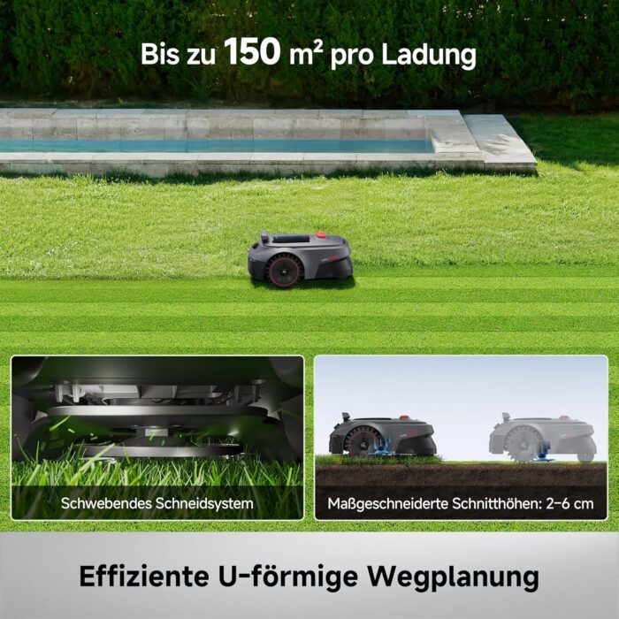 MOVA ViAX 500 Mähroboter Ohne Begrenzungskabel, Empf. 500 m², KI-gestützte Kartierung, 360°-LiDAR & Dual-KI-Vision, Intelligente Hindernisvermeidung, U-Fahrbahn, Kantenschnitt, App-Steuerung
