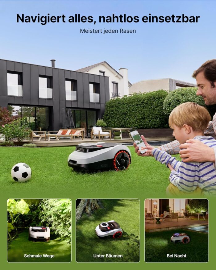 Segway Navimow i208 LiDAR mit Garage M, Mähroboter ohne Begrenzungskabel für 800 m², bis 45% Steigung, Solid-State LiDAR + Vision, Automatisches Kartieren, Ohne Drähte oder Antenne, Integriertes 4G