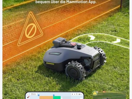 MAMMOTION YUKA mini 2 500 Mähroboter ohne Begrenzungskabel mit Garage, Empf. 500 m², Kein RTK, Kein Signalabbruch, KI TrueVision-Navigation, Auto-Mehrzonen-Kartierung, DropMow, 45% Steigung,4.5Ah-Akku