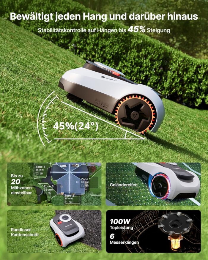 Segway Navimow i208 LiDAR mit Garage M, Mähroboter ohne Begrenzungskabel für 800 m², bis 45% Steigung, Solid-State LiDAR + Vision, Automatisches Kartieren, Ohne Drähte oder Antenne, Integriertes 4G