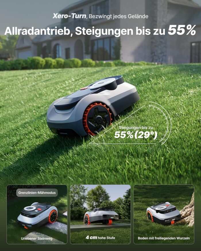 Segway Navimow i210 LiDAR Pro Mähroboter mit Garage M für 1000 m², LiDAR+Vision+NRTK Tri-Fusion-Positionierung, Xero-Turn AWD für 55% Steigungen, Auto-Kartierung (Getrennt versandt Werden)
