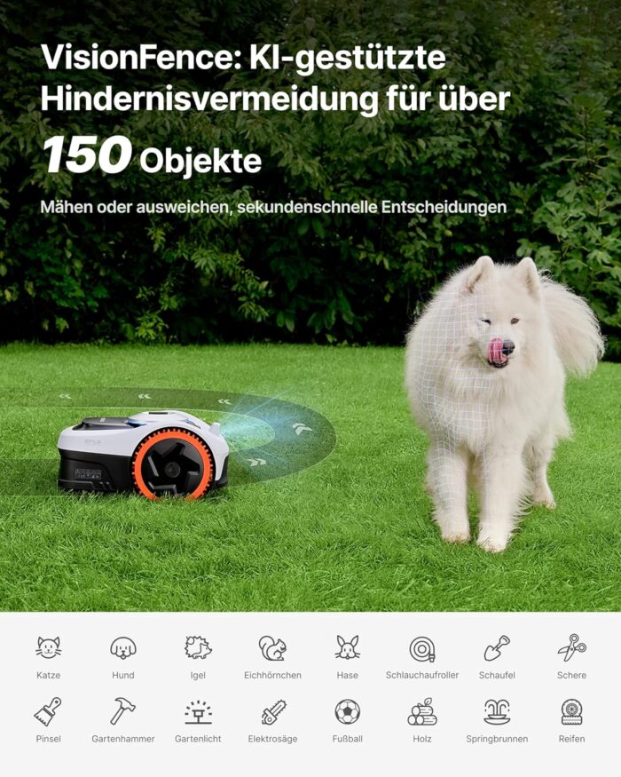 Segway Navimow i205 AWD (Neuer i105E) Mähroboter ohne Begrenzungskabel, Empf. 500 m², Allradantrieb für Steigungen bis zu 45%, EFLS NRTK + Vision, Automatisches Kartieren, Keine RTK-Antenne