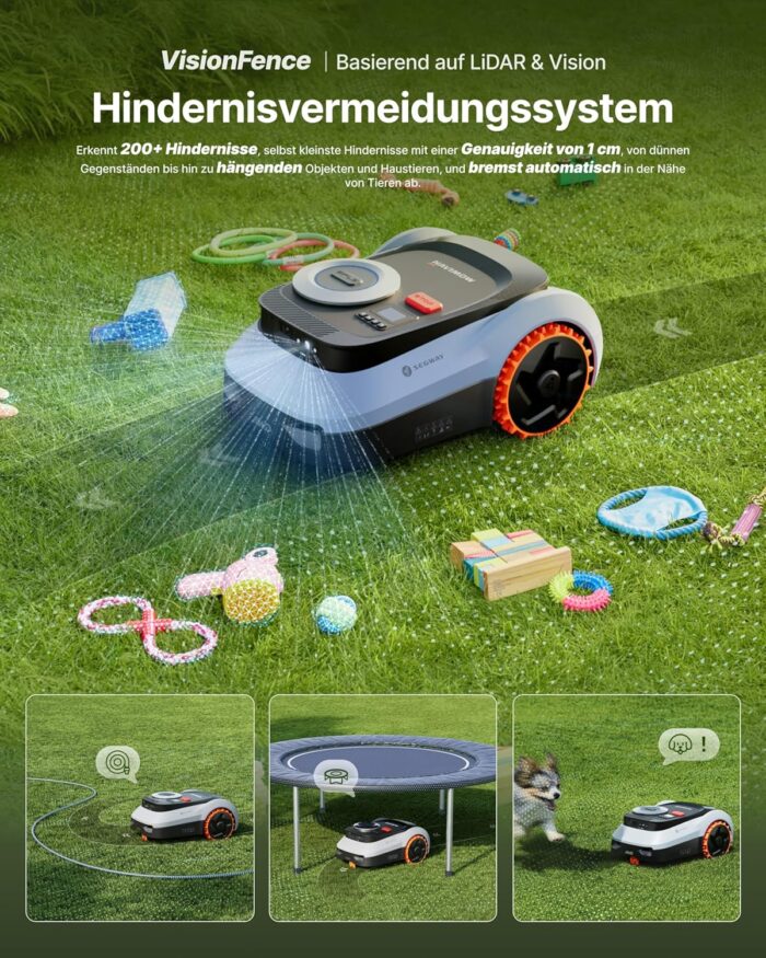 Segway Navimow i210 LiDAR Pro Mähroboter mit Garage M für 1000 m², LiDAR+Vision+NRTK Tri-Fusion-Positionierung, Xero-Turn AWD für 55% Steigungen, Auto-Kartierung (Getrennt versandt Werden)