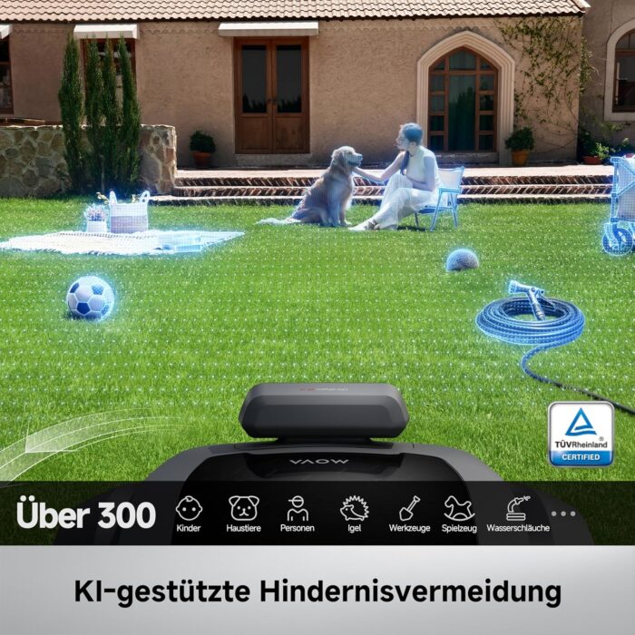 MOVA ViAX 500 Mähroboter Ohne Begrenzungskabel, Empf. 500 m², KI-gestützte Kartierung, 360°-LiDAR & Dual-KI-Vision, Intelligente Hindernisvermeidung, U-Fahrbahn, Kantenschnitt, App-Steuerung