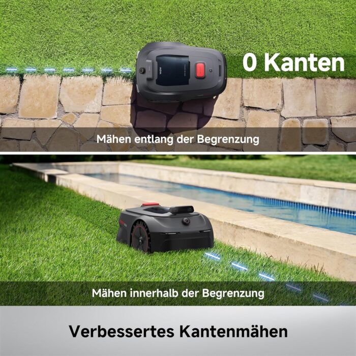 MOVA ViAX 500 Mähroboter Ohne Begrenzungskabel, Empf. 500 m², KI-gestützte Kartierung, 360°-LiDAR & Dual-KI-Vision, Intelligente Hindernisvermeidung, U-Fahrbahn, Kantenschnitt, App-Steuerung